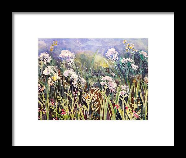 Painting Framed Print featuring the painting Field of Wildflowers by Christine Chin-Fook