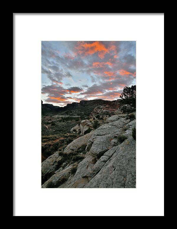 Colorado National Monument Framed Print featuring the photograph Fiery Sunset over Colorado National Monument by Ray Mathis