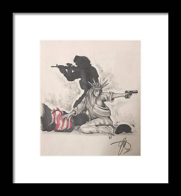 Liberty Framed Print featuring the drawing Fighting for Liberty by Howard King