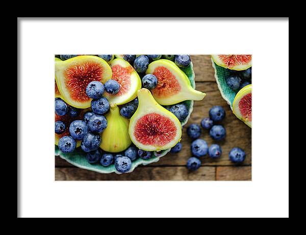 Food Framed Print featuring the photograph Figs and Blueberries by Nicole Young