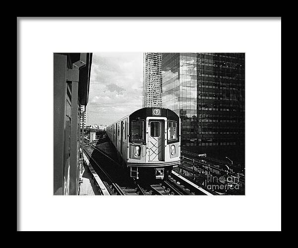 Black And White Framed Print featuring the photograph Filmic N Y C No.7 - 7 Train at Queensboro Plaza by Steve Ember