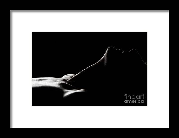 Curve Framed Print featuring the photograph Fine Art Nude Female Body Low Key by Westersoe