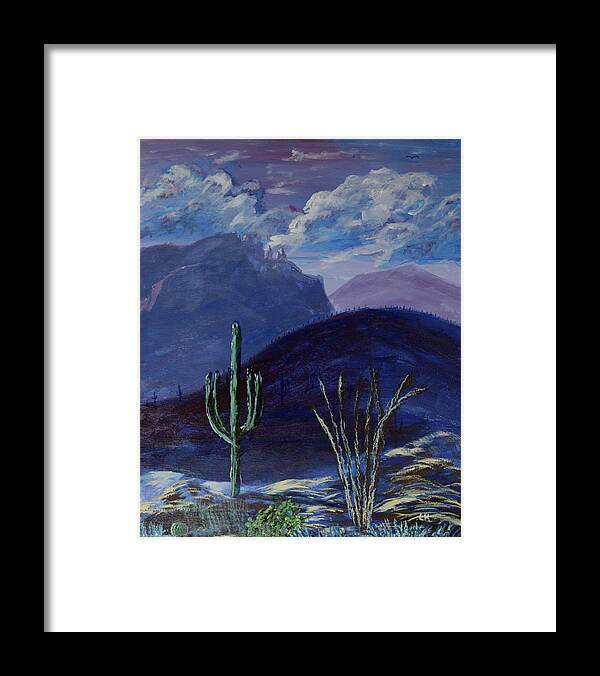 Finger Framed Print featuring the painting Finger Rock Evening, Tucson by Chance Kafka