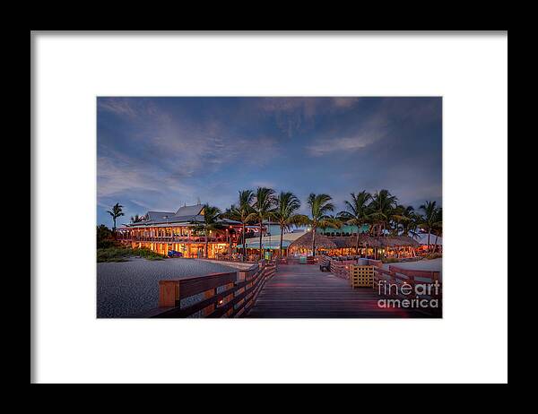 Caspersen Beach Framed Print featuring the photograph Fins and Sharky's at the Pier in Venice, Florida by Liesl Walsh