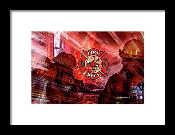 Fire Dept Fire Phone Cases Ems Fire Light Fire Fighting Blaze Flames Framed Print featuring the photograph Fire Fighting 4 by David Matthews