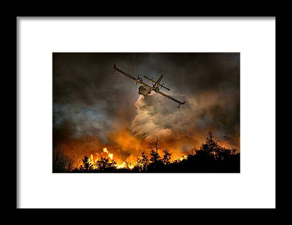 Casalvelino Framed Print featuring the photograph Fire In The National Park Of Cilento #2 by Antonio Grambone