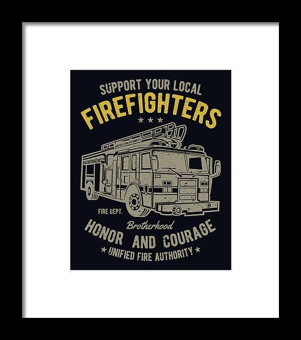 Firefighter Framed Print featuring the digital art Firefighter truck by Long Shot