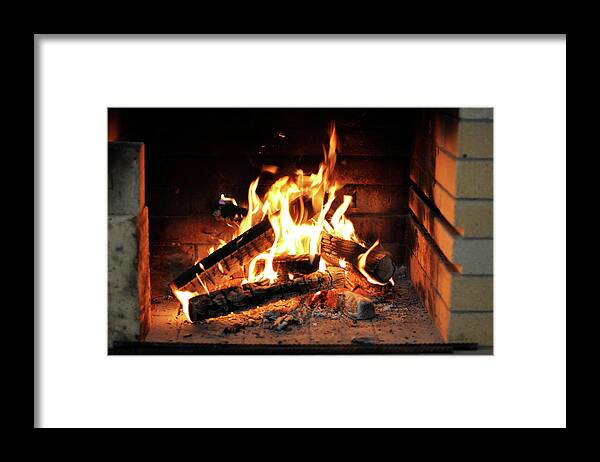 Domestic Room Framed Print featuring the photograph Fireplace by Seastudio