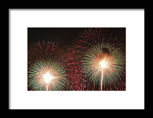 Firework Display Framed Print featuring the photograph Fireworks by I.hirama