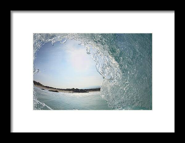 Curled Up Framed Print featuring the photograph Fisheye View Of Wave Breaks At Kua by Stuart Westmorland / Design Pics