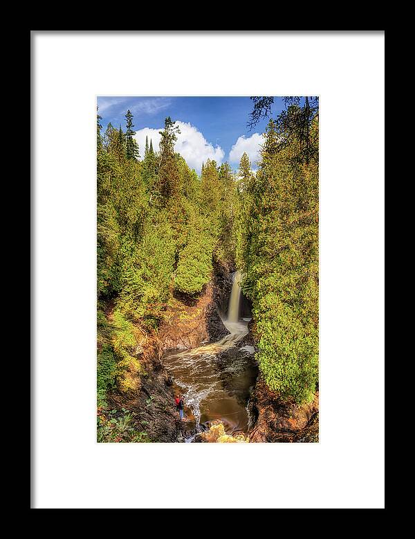 Waterfall Framed Print featuring the photograph Fishing at Cascade Falls by Susan Rissi Tregoning