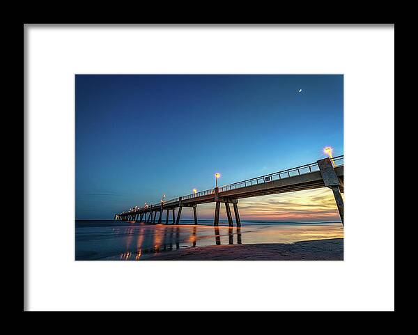 Pier Framed Print featuring the photograph Fishing Pier at Night by Mike Whalen