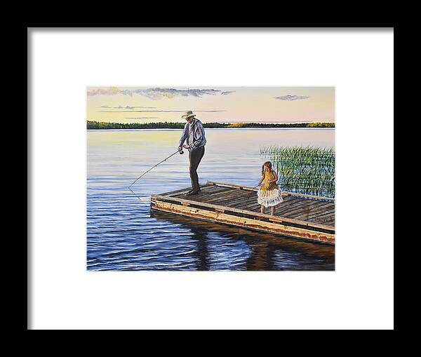 Fishing Framed Print featuring the painting Fishing With A Ballerina by Marilyn McNish