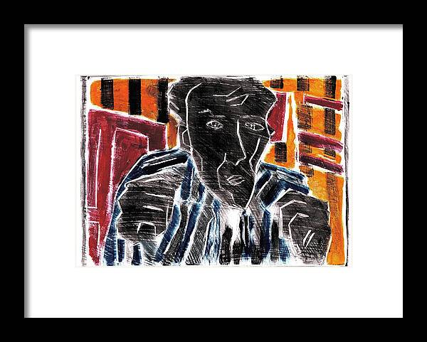 Face Framed Print featuring the relief Fists Portrait 1 by Edgeworth Johnstone