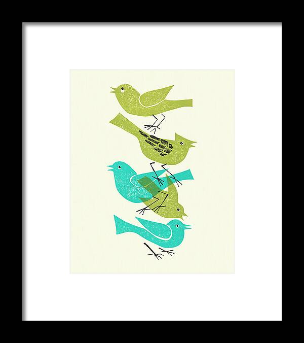 Animal Framed Print featuring the drawing Five Birds by CSA Images
