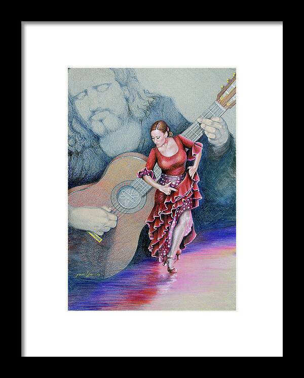 Flamenco Framed Print featuring the drawing Flamenco by Joan Garcia