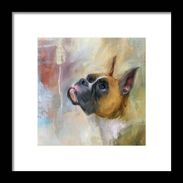 Colorful Framed Print featuring the painting Flashy Fawn Boxer by Jai Johnson