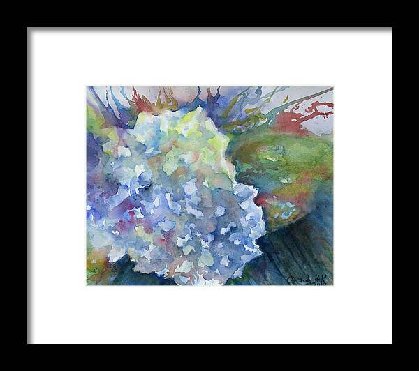 Flower Framed Print featuring the painting Flashy Hydrangea by Wendy Keeney-Kennicutt