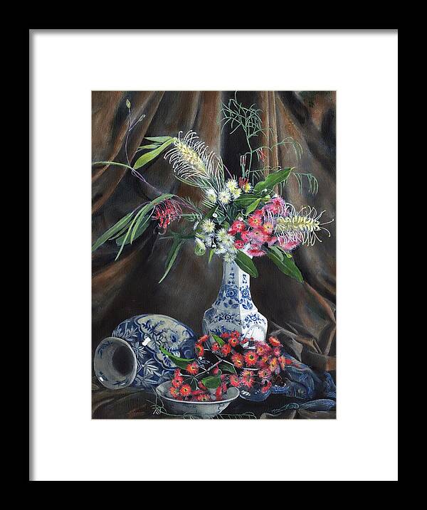 Still Life Framed Print featuring the painting Floral Arrangement by John Neeve
