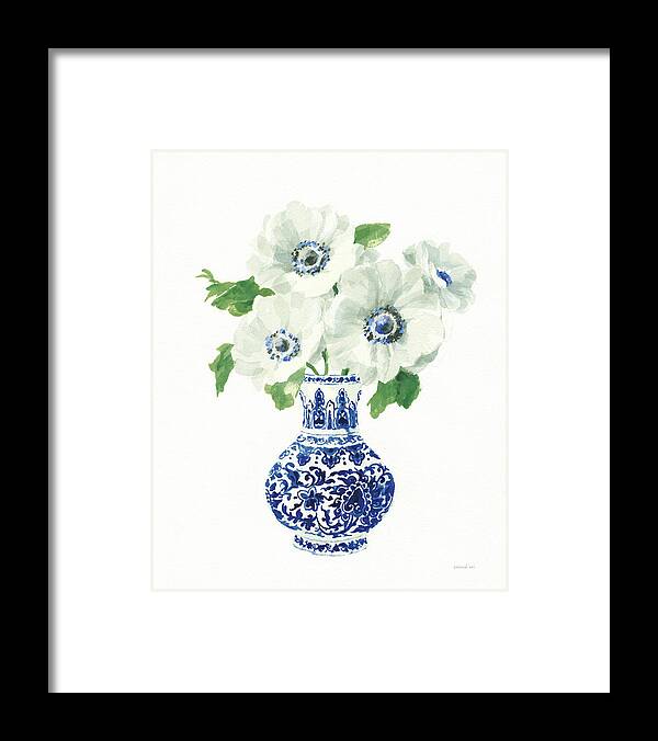 Blue Framed Print featuring the painting Floral Chinoiserie I Cobalt by Danhui Nai
