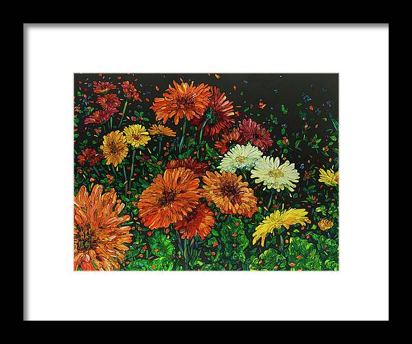 Flowers Framed Print featuring the painting Floral Interpretation - Gerber Daisies by James W Johnson