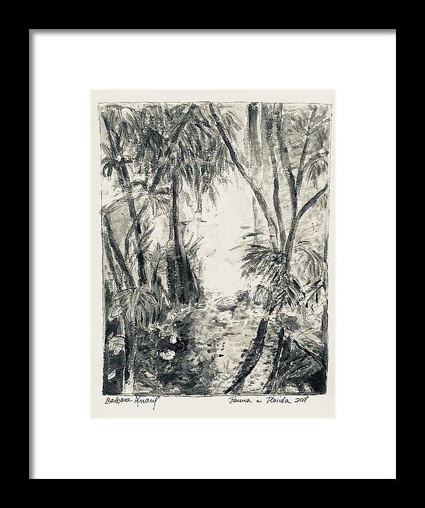 Water Color In Black And White Framed Print featuring the drawing Florida Fauna 2 by Barbara Anna Knauf