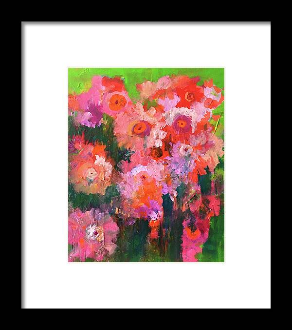 Spring Flowers Framed Print featuring the painting Flower Garden by Nancy Merkle