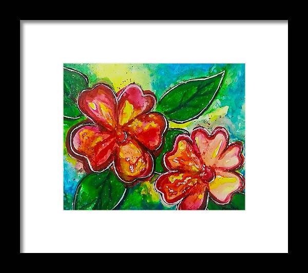 Floralart Framed Print featuring the painting Flower Power by Manjiri Kanvinde