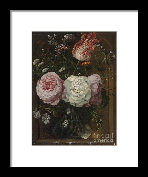 Vase Framed Print featuring the drawing Flower Still Life With A Tulip by Heritage Images
