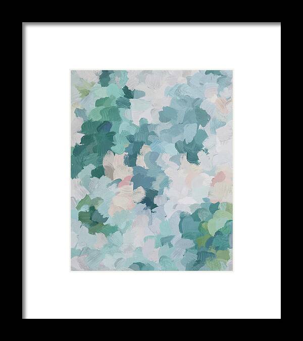 Mint Green Sky Blue Teal Blush Pink Seafoam Framed Print featuring the painting Flowers in the Wind by Rachel Elise