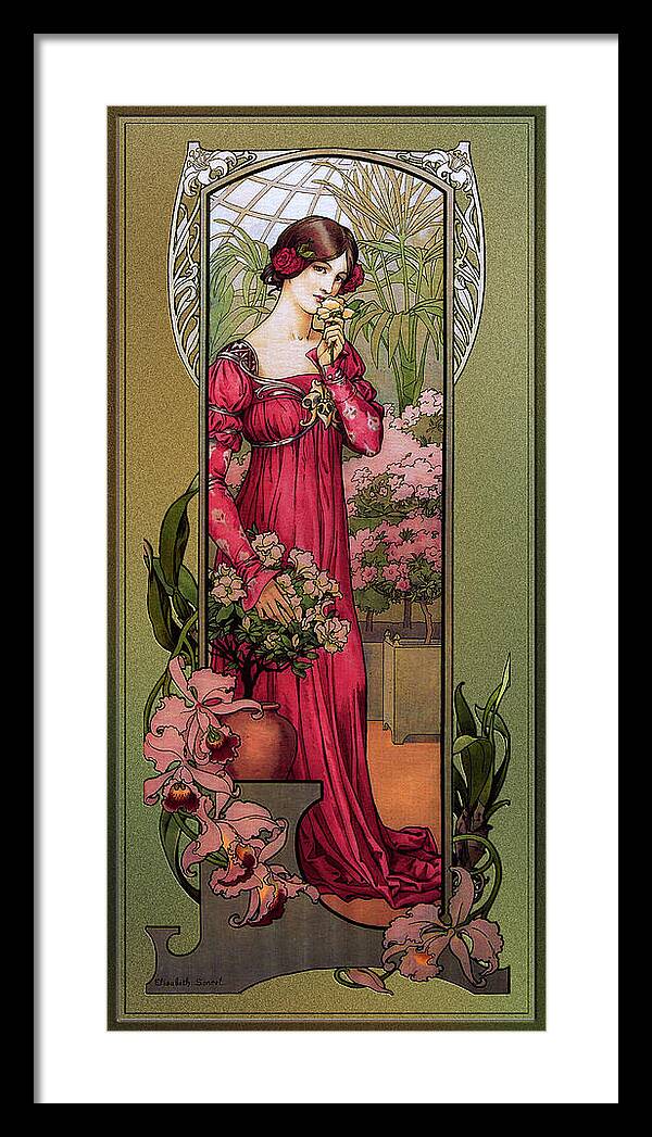 Flowers Of Gardens Framed Print featuring the painting Flowers Of Gardens by Elisabeth Sonrel by Rolando Burbon