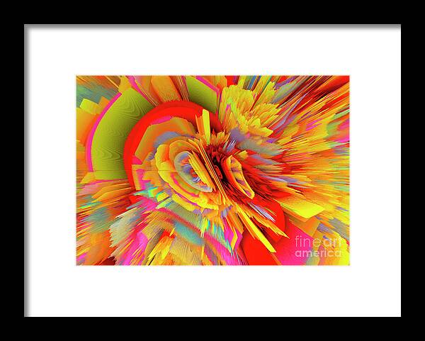 Bright Colors Framed Print featuring the mixed media A Flower In Rainbow Colors Or A Rainbow In The Shape Of A Flower 8 by Elena Gantchikova