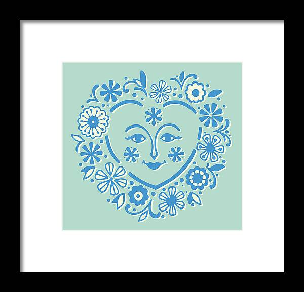 Bloom Framed Print featuring the drawing Flowery Heart by CSA Images