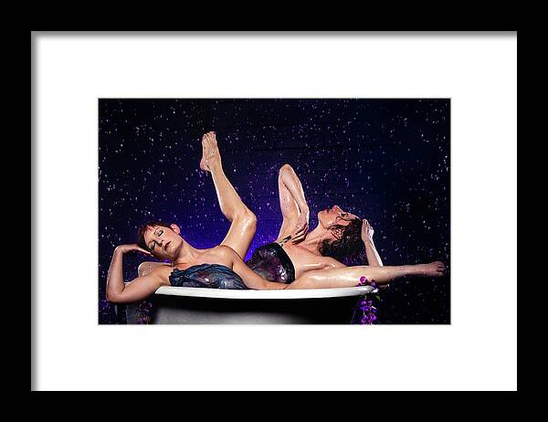 Antique Bathtub Bath Tub Framed Print featuring the photograph Achelois and Sister Bathing in the Galaxy by Dennis Dame