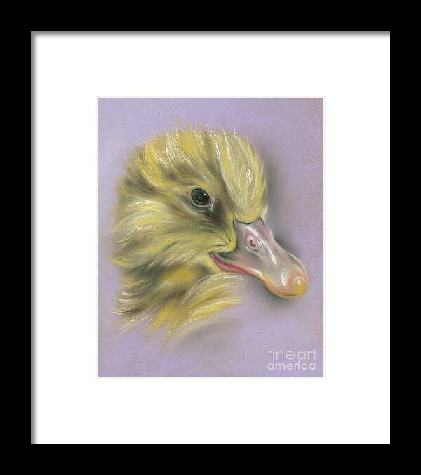 Bird Framed Print featuring the painting Fluffy Duckling Portrait by MM Anderson