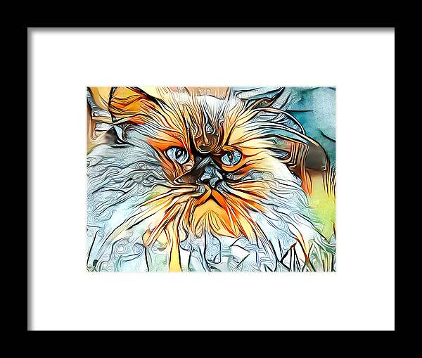 Himalayan Framed Print featuring the digital art Fluffy Orange Himalayan Cat by Don Northup