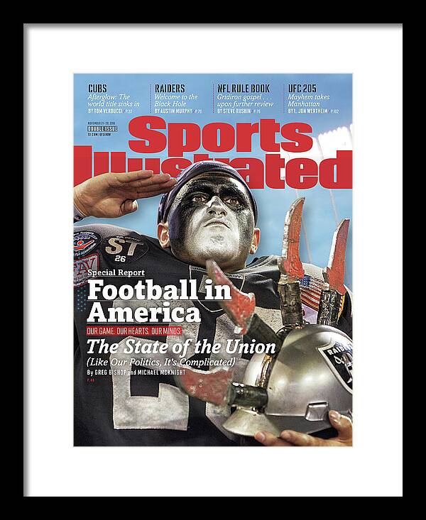 Magazine Cover Framed Print featuring the photograph Football In America The State Of The Union Sports Illustrated Cover by Sports Illustrated