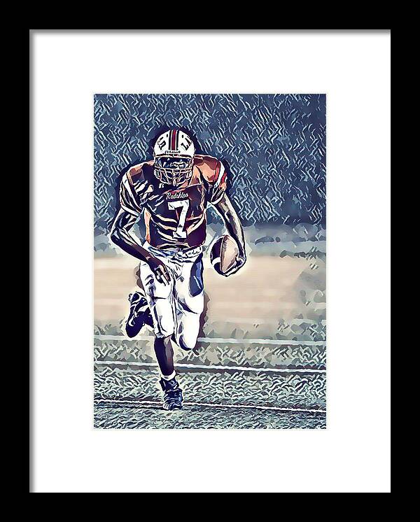American Framed Print featuring the painting Football player by Jeelan Clark