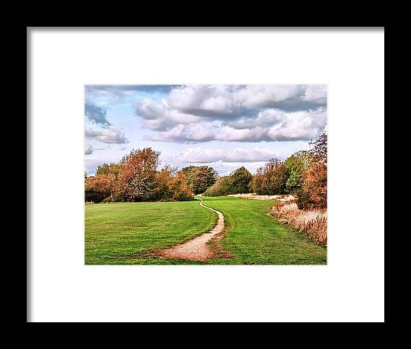 Tranquility Framed Print featuring the photograph Footpath In Grass Field by Rosanemiller Photography