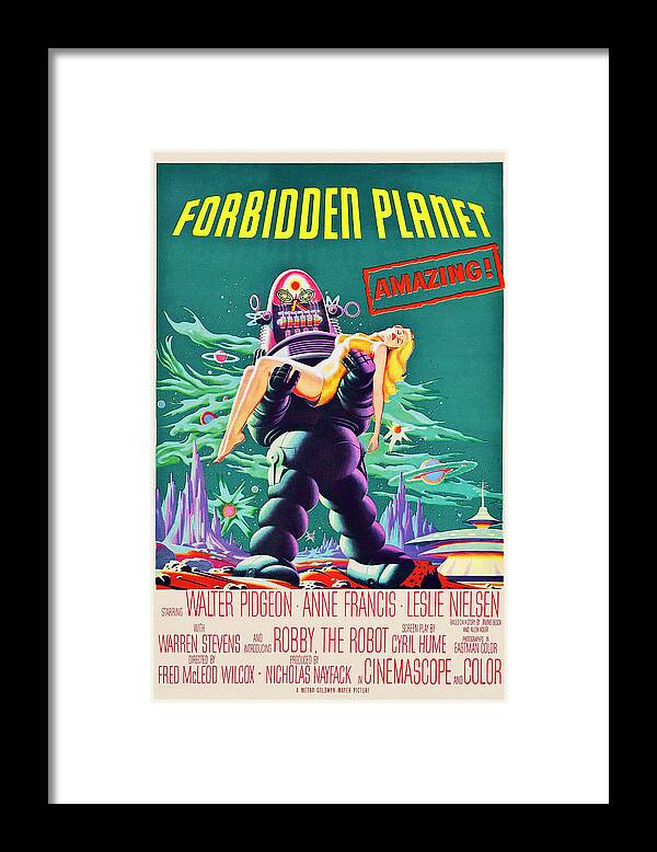 Robot Framed Print featuring the painting Forbidden Planet by Unknown