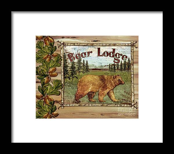 Watercolor Framed Print featuring the painting Forest Collage - Bear by Paul Brent