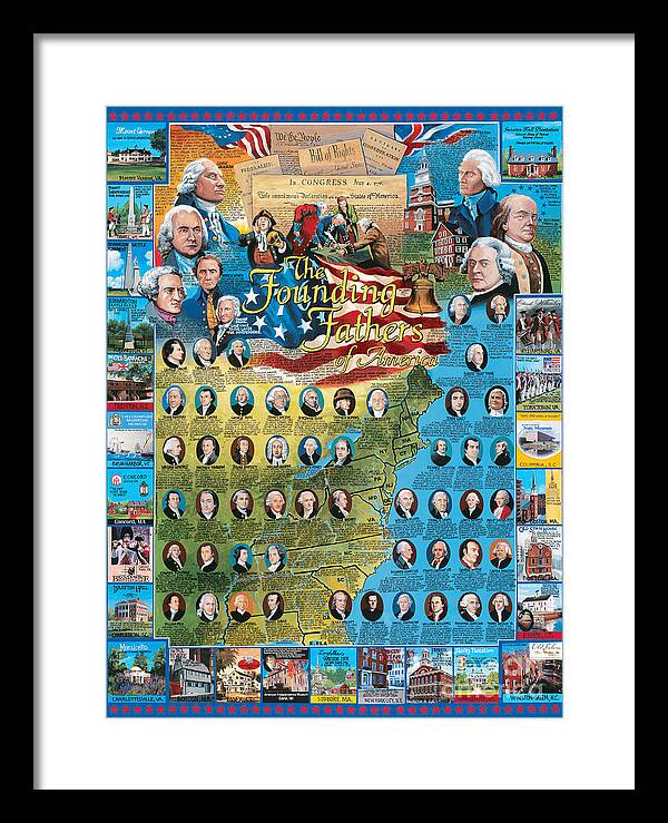 American Framed Print featuring the mixed media Founding Fathers of America by Randy Green