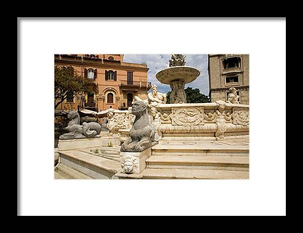 Architectural Feature Framed Print featuring the photograph Fountain Of Orion, Messina, Sicily by Design Pics