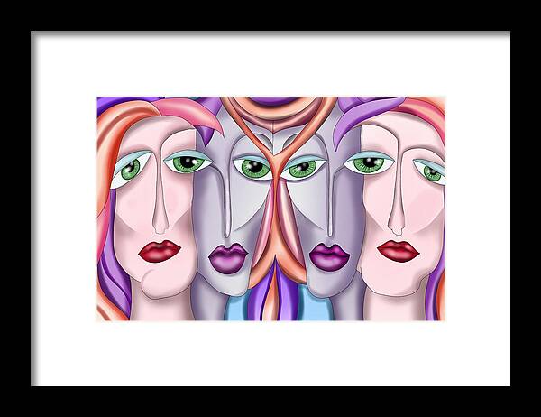 Beauty Framed Print featuring the painting Four Girls by Patricia Piotrak