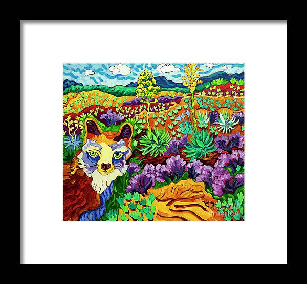 Fox Framed Print featuring the painting Fox on the Tail by Cathy Carey