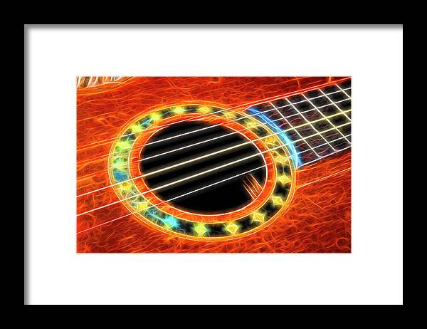 Fractal Guitar Framed Print featuring the photograph Fractal Guitar Abstract by Garry Gay