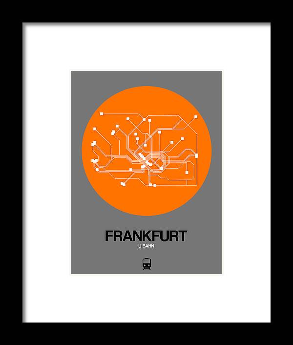 Vacation Framed Print featuring the digital art Frankfurt Orange Subway Map by Naxart Studio