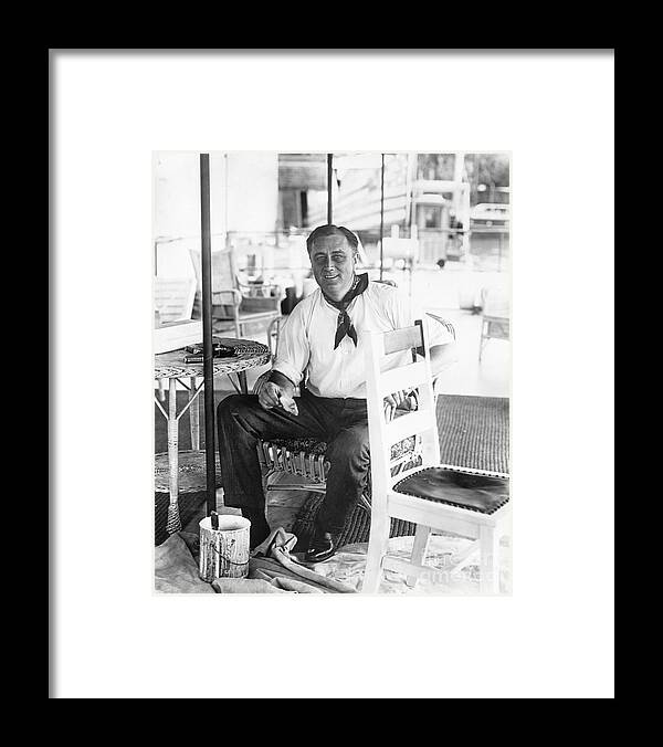 People Framed Print featuring the photograph Franklin D. Roosevelt Painting Chairs by Bettmann