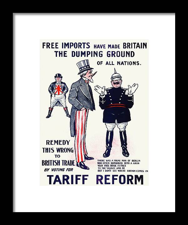 Poster Framed Print featuring the painting Free imports have made Britain the dumping ground of all nations by LSE Library