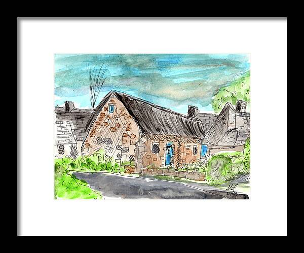 Watercolour Framed Print featuring the painting French Village by Mel Beasley